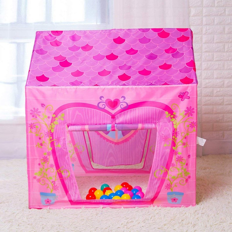 POCO DIVO Castle Play Tent Kids Pretend Playhouse (Floral) - Image 4